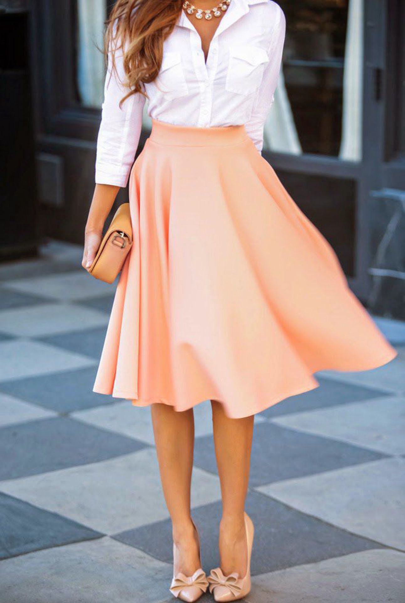 peach skirt