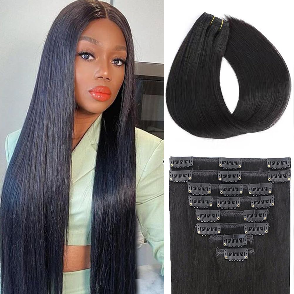 Joiqhcs Natural Black Clip-in Hair Extensions