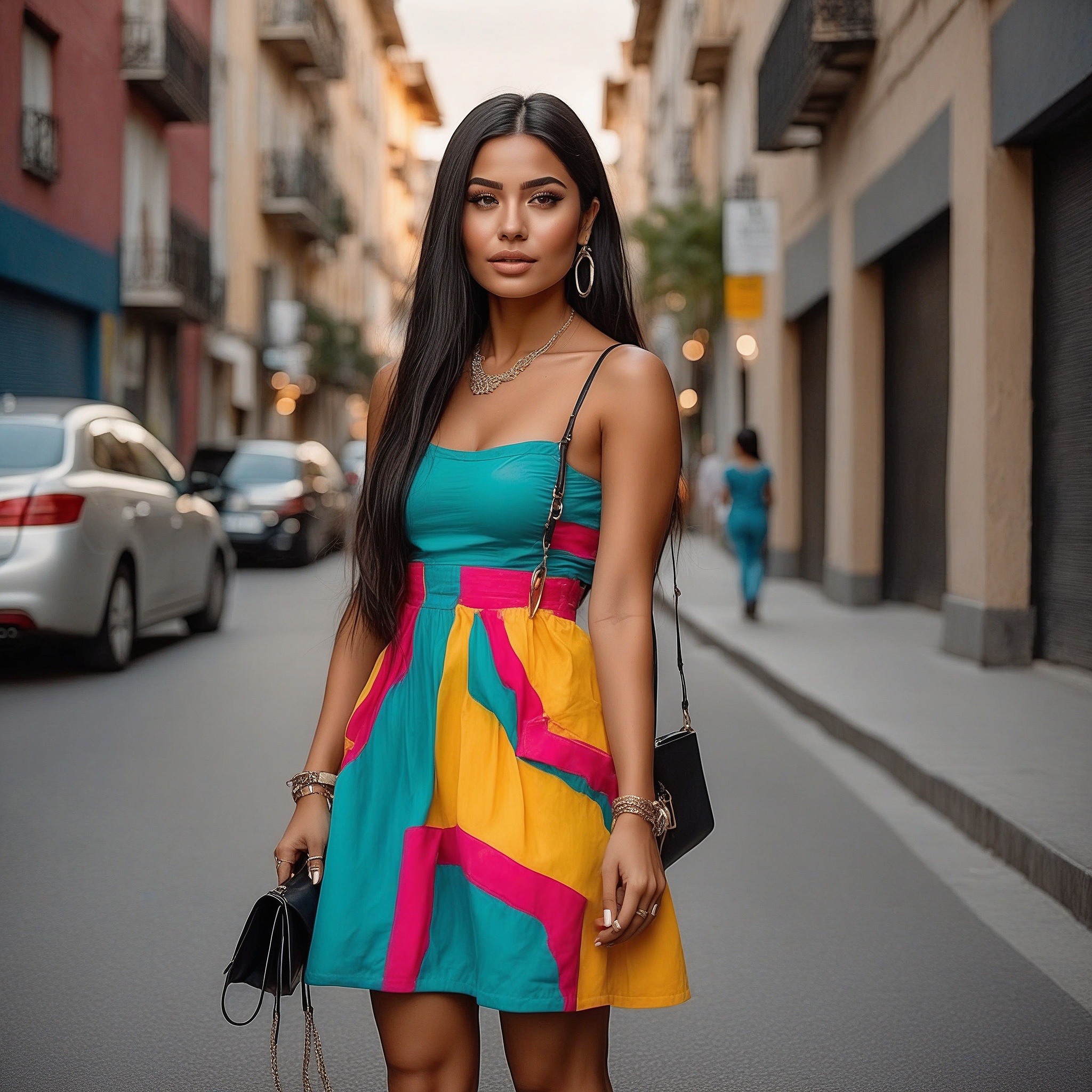 Brightly colored slip dress