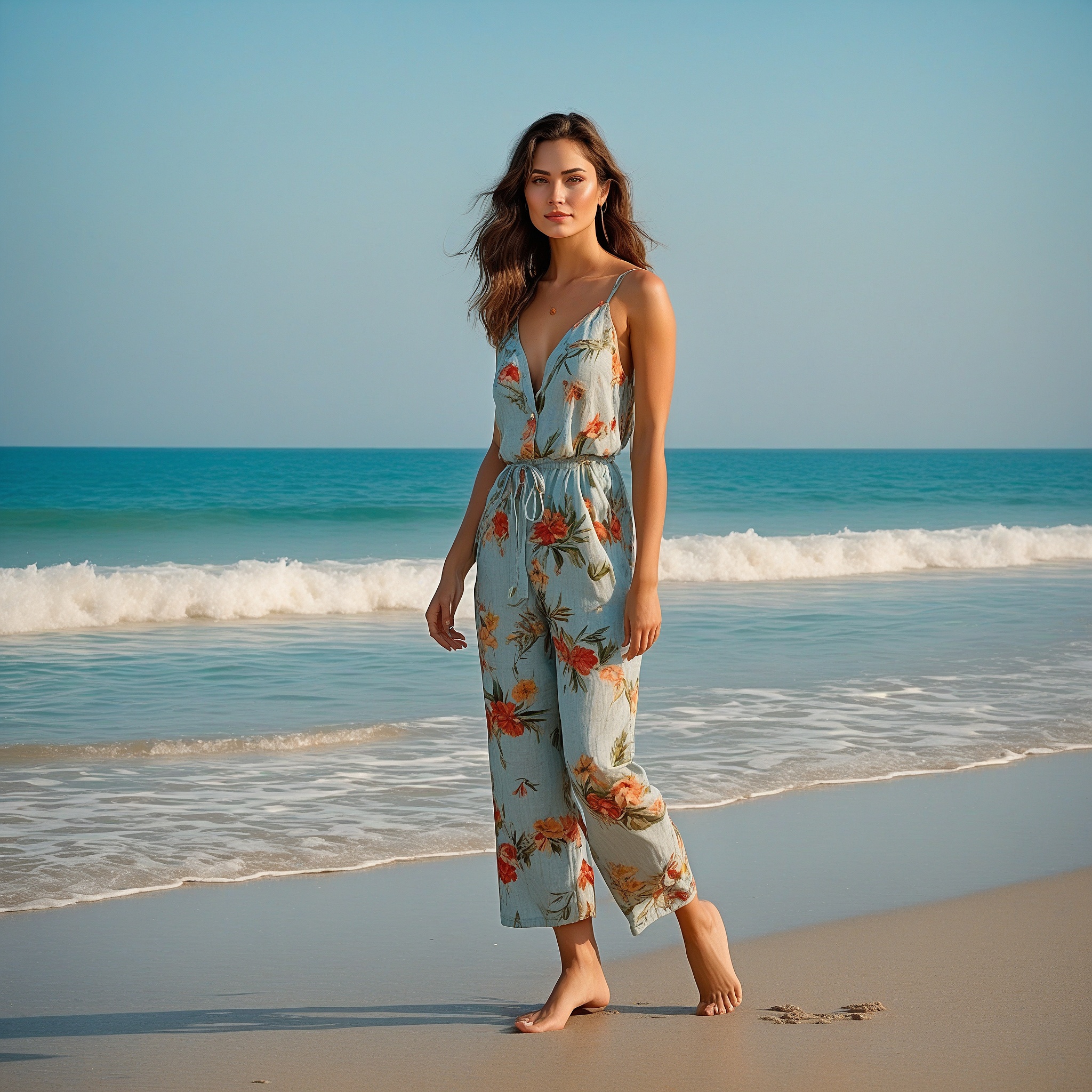 Light Blue Linen Jumpsuit