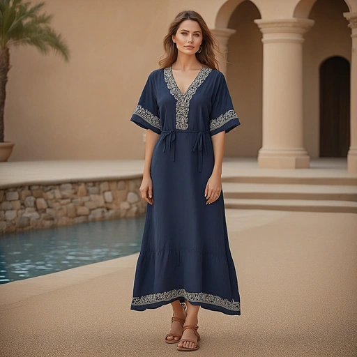 Navy Blue Maxi Dress With Kimono Sleeve and a Boat Neckline, with Flat Espadrilles