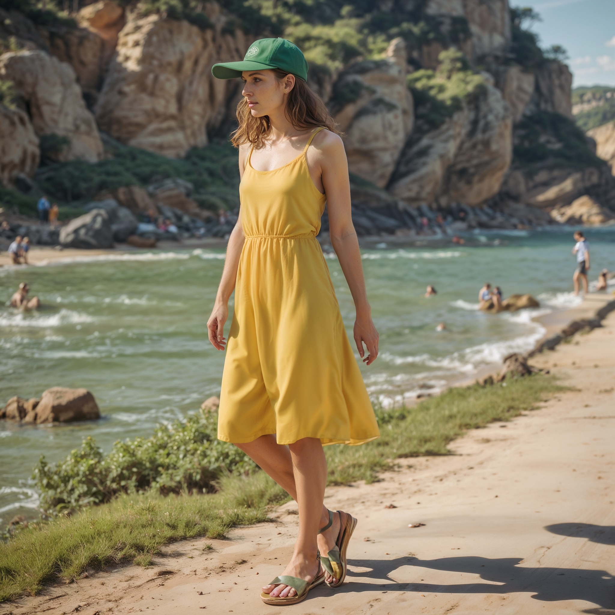 Yellow Sundress And Sandals