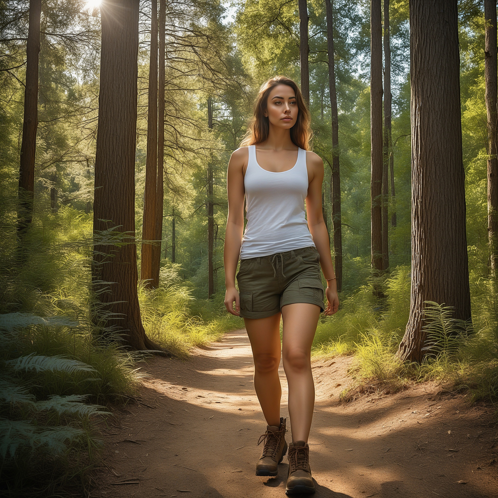 Cotton Tank Top And Green Cargo Shorts