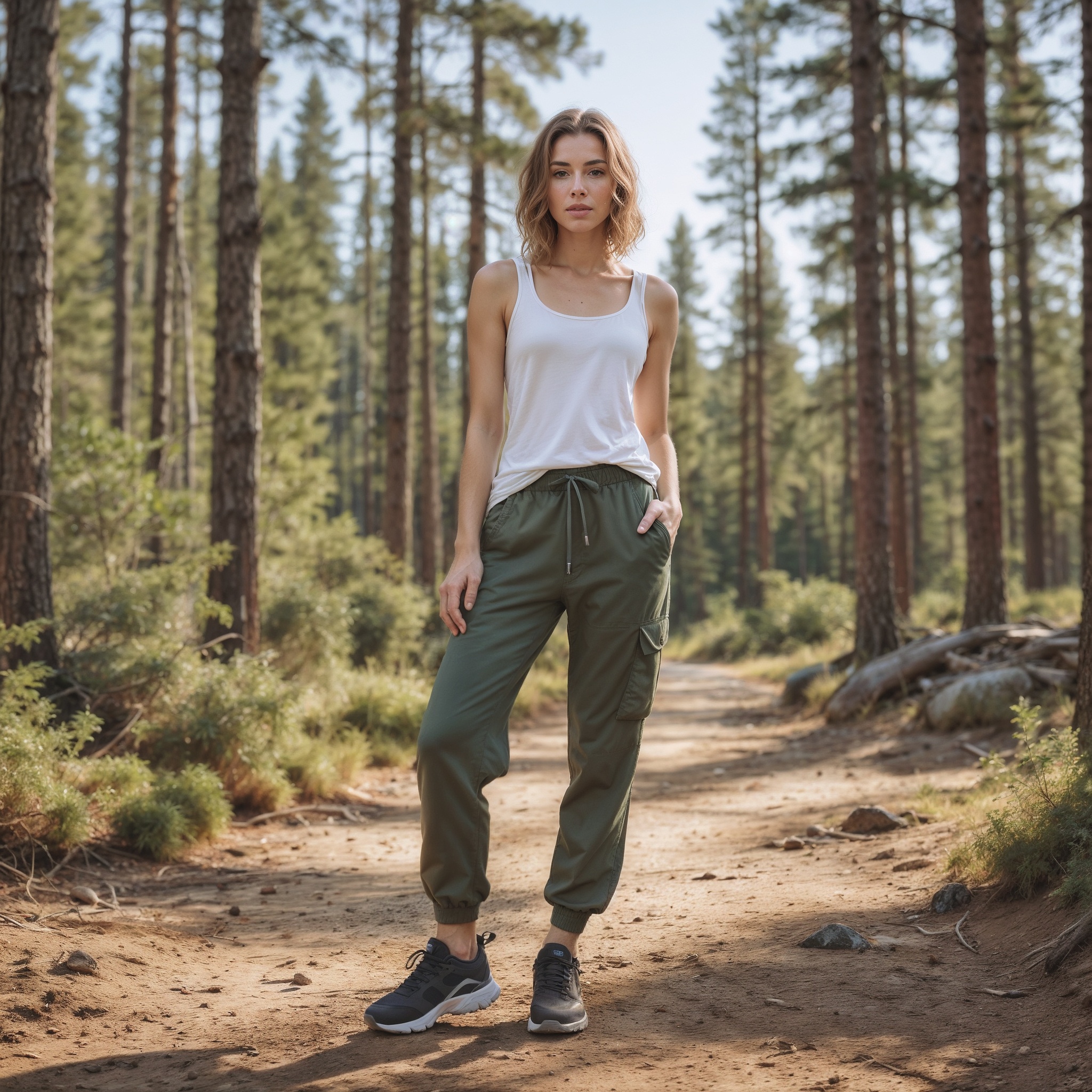 Cotton Tank Top and Dark Green Sweatpants1