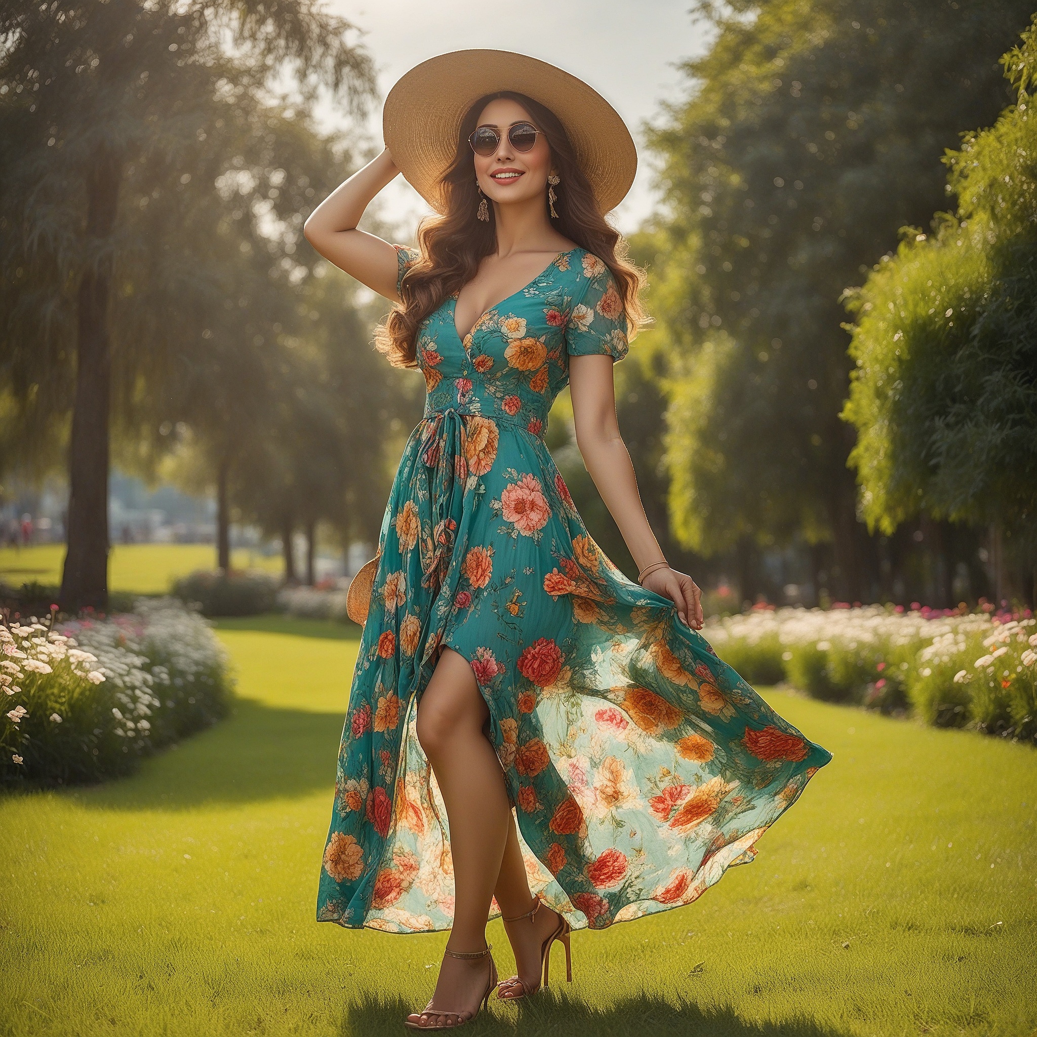 Floral Green Vibrant Maxi Dress