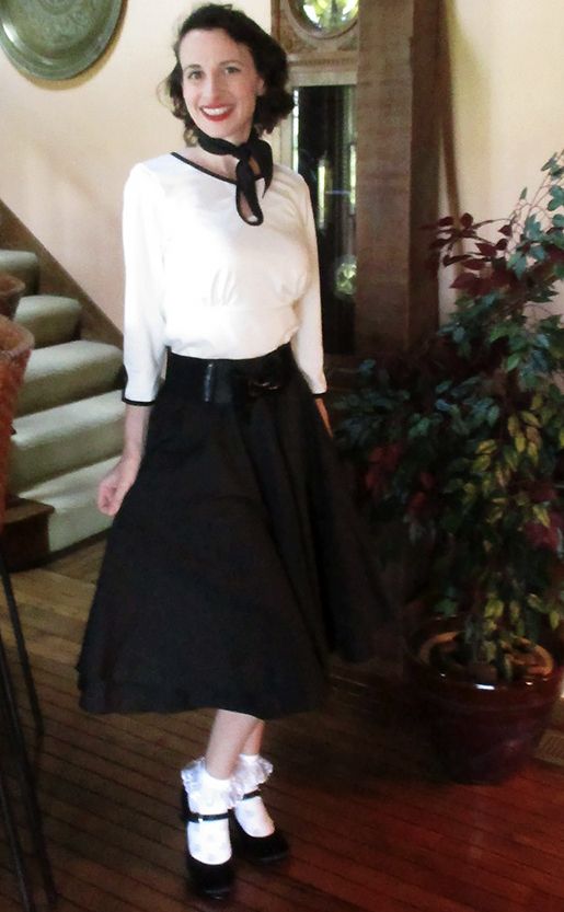 Black Pencil Skirt, White Sweater ASnd Black Neck Scarf