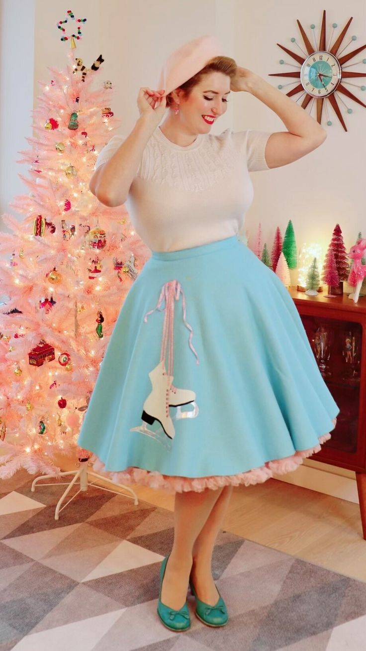 Blue And Pink Ice Scate Skirt And Woolen Tee