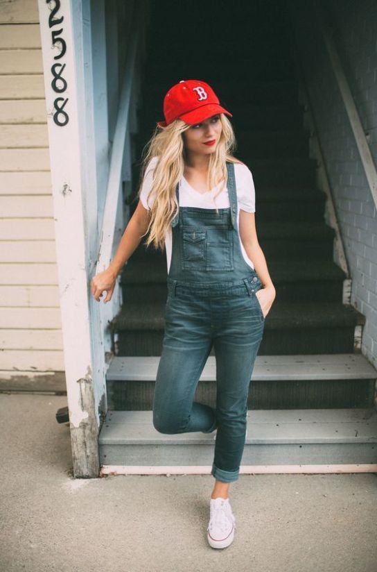 Denim Overalls And White Tee