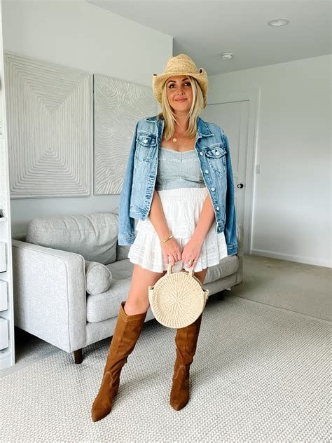 Frilly Skirt, Corset And Denim Jacket