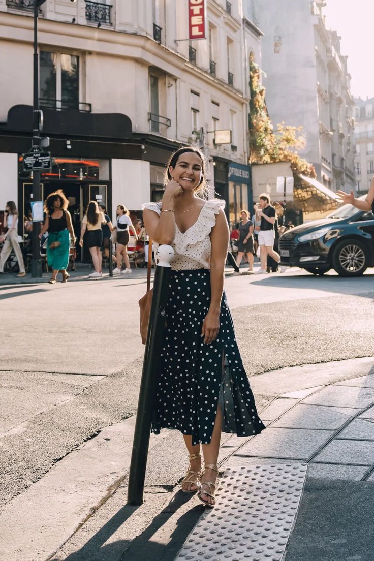 Frilly Top with Black Polkadot Skirt