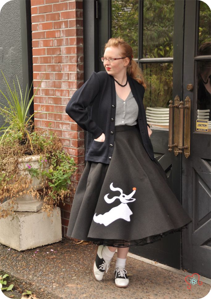 Ghost Dog Gray Circle Skirt, Gray Blouse And Cardigan